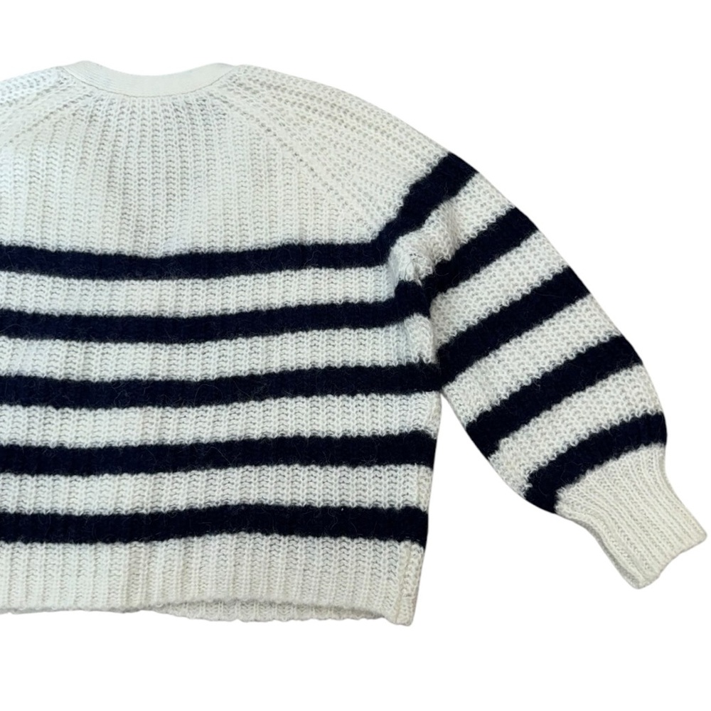NWOT Sezane Basile Cardigan in White Navy Blue Stripe Size Large - Picture 9 of 10